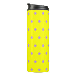 Gelbe Lila Polka Dots Thermosbecher