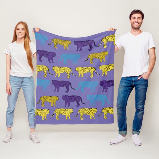 Gelbe Lila Tiger, große Katzen Fleece Blanket (Beispiel)