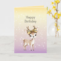 Gelbe Lila Weiße Bokeh-Punkte Hirsch Geburtstag