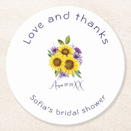 Gelbe lila Wildblume Runder Pappuntersetzer