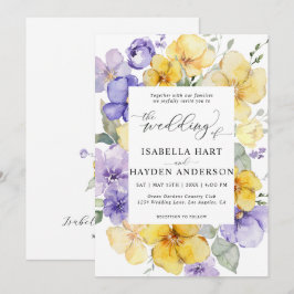 Gelbe Lilac Lila Lavendel Rustikale Blumenhochzeit Einladung