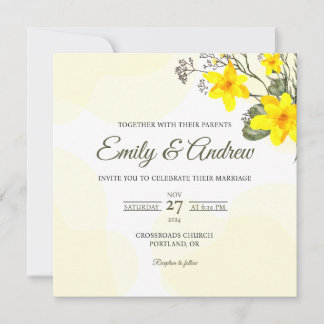 Gelbe Lilien-Aquarell-Blumen-Quadrat-Hochzeit Einladung