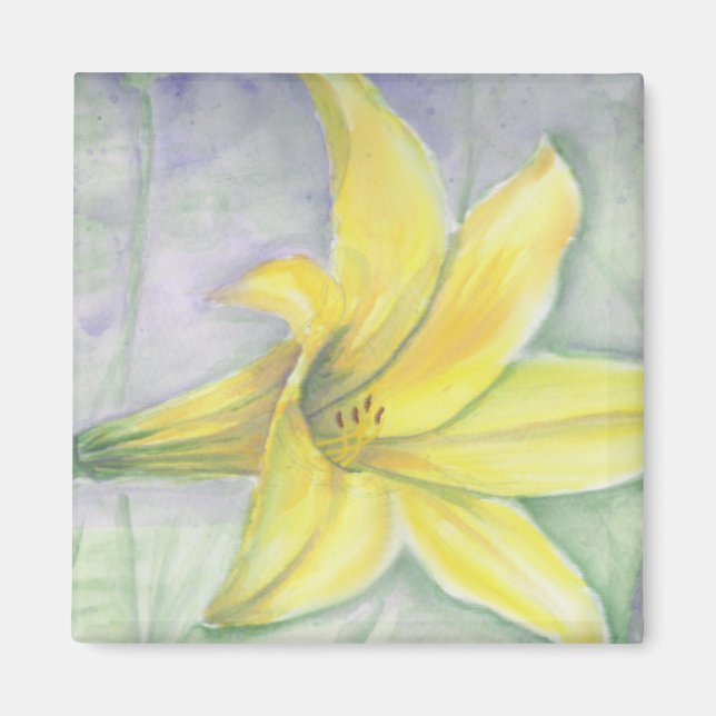 Gelbe Lilienmalerei in Acrylic Magnet (Vorne)