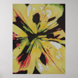 Gelbe Lily Blume Originale abstrakte Kunst Poster