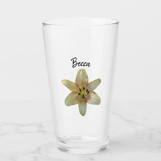 Gelbe Lily-Blume Personalisiert Glas (Vorderseite)