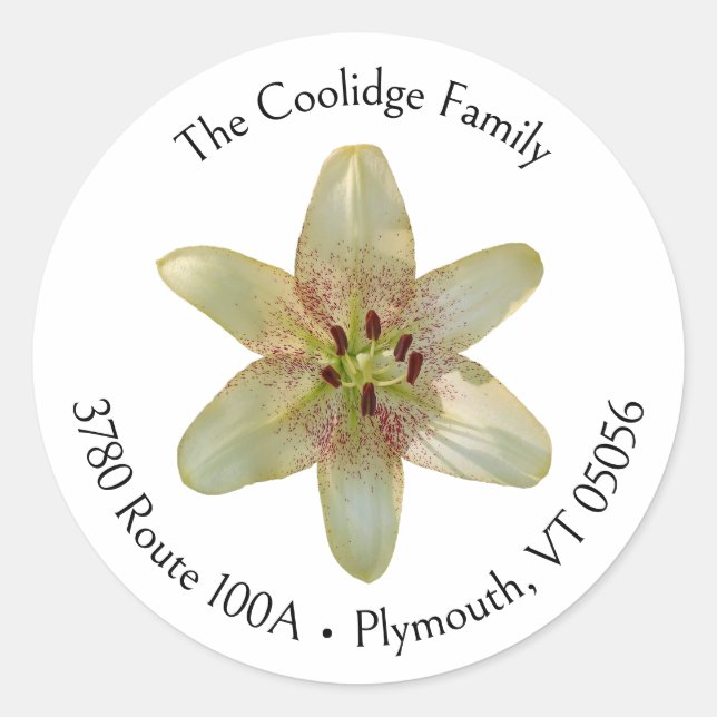 Gelbe Lily-Blume-Rundadressen-Etikett Runder Aufkleber (Vorderseite)