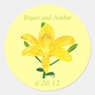 Gelbe Lily-Blume, Save the Date Hochzeitsticker Runder Aufkleber