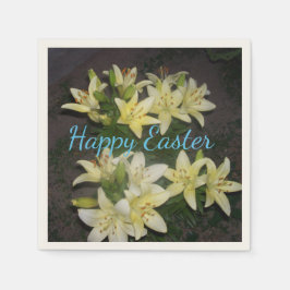 Gelbe Lily Cluster Dunkler Hintergrund Happy Oaste Serviette