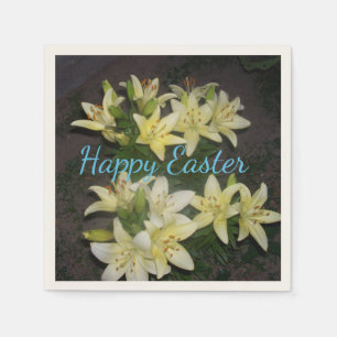 Gelbe Lily Cluster Dunkler Hintergrund Happy Oaste Serviette
