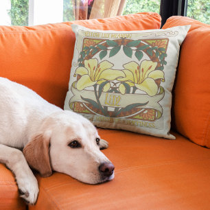 Gelbe Lily Vintage Blume Dankbarkeit Glück Kissen