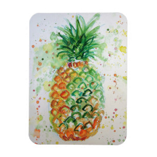 Gelbe Limette Ananas Frucht Kunst Wasserfarben Mag Magnet