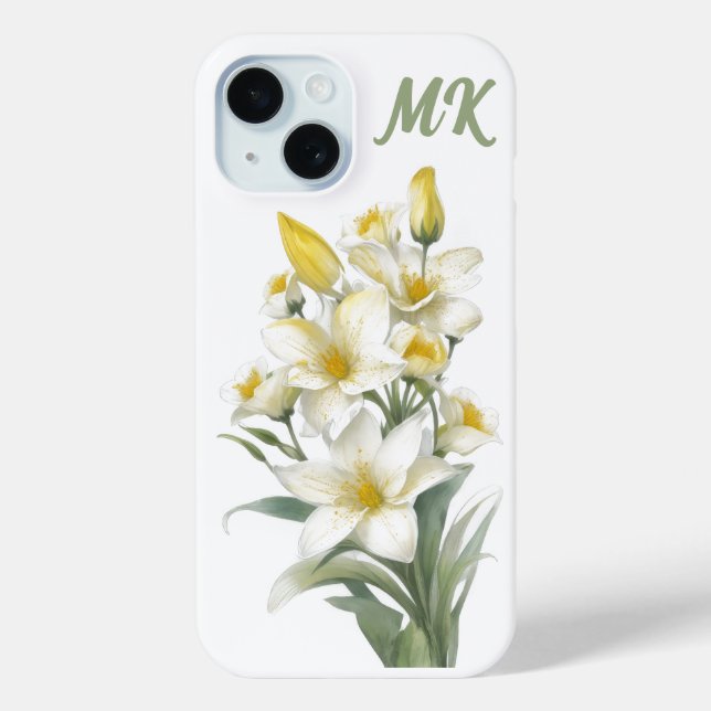 Gelbe Lippen-Blume Monogramm-Handy-Fall Case-Mate iPhone Hülle (Rückseite)