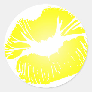 Gelbe Lippen Runder Aufkleber