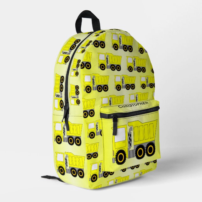Gelbe LKW-Design Personalisiert Bedruckter Rucksack (Rückseitige Ecke links)