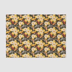 Gelbe Lotus-Blume mit Loi-Fisch Seidenpapier