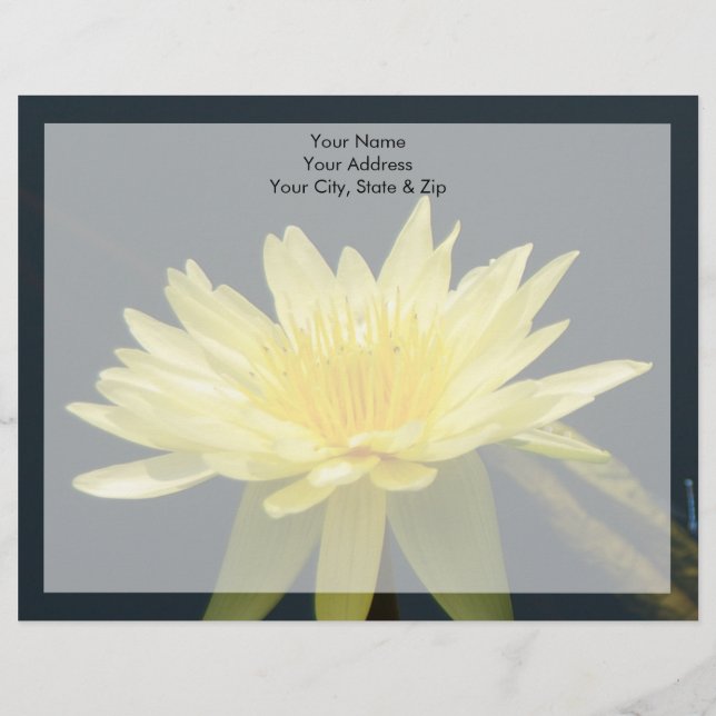 Gelbe Lotus-Wasserlilie-Blume Briefbogen (Vorderseite)