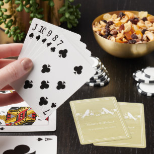 Gelbe Lovebird-Blumenkarten für Hochzeitsspiele Spielkarten