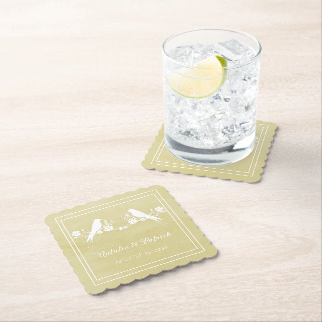Gelbe Lovebird-Blumenpapier-Untersetzer Untersetzer (Vor Ort)