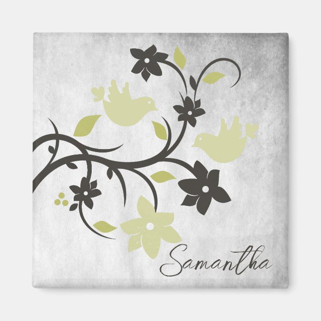 Gelbe Lovebirds Personalisiertes Magnet (Vorne)