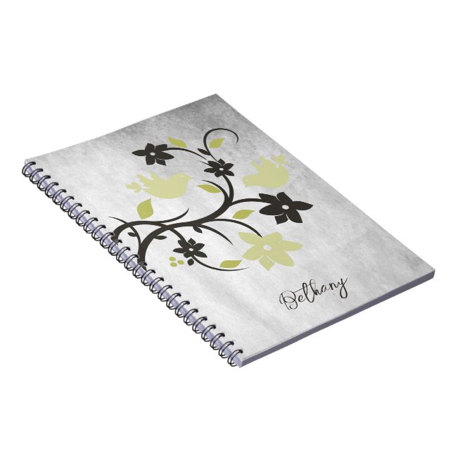Gelbe Lovebirts Personalisiertes Notebook Notizblock (Rechte Seite)