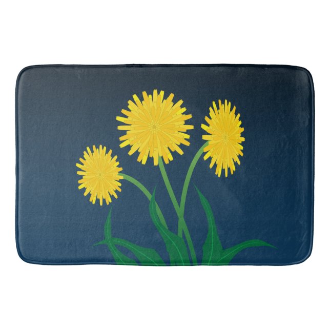 Gelbe Löwenzahnblumen Badematte (Vorderseite)