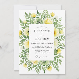 Gelbe luftige botanische Hochzeit Einladung