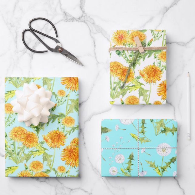 Gelbe Lüster und Leuchter Fluff Geschenkpapier Set (Vorderseite)