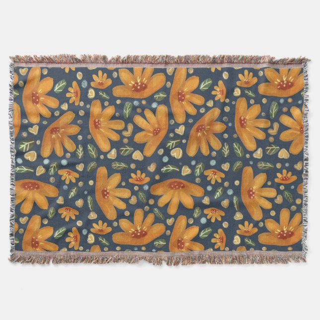 Gelbe Luxusblumen Decke (Vorderseite)
