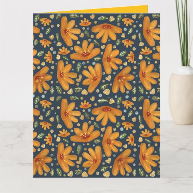Gelbe Luxusblumen Karte (Vorderseite)