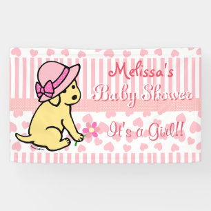 Gelbe Mädchen-Babyparty-Fahne Labradors rosa Banner
