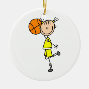 Gelbe Mädchen-Basketball-Spieler-T - Shirts und Keramikornament