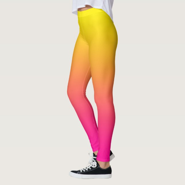 Gelbe Magenta Rose Gradient Leggings (Links)