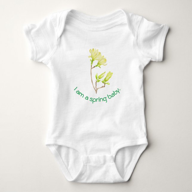 Gelbe Magnolien auf einem Baby-Bodysuit Baby Strampler (Vorderseite)