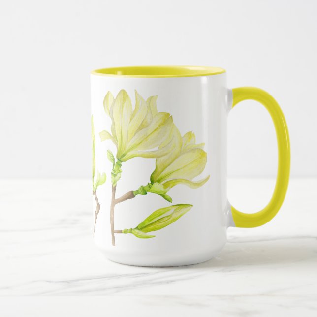 Gelbe Magnolien auf einer Combo-Tasse (W) - 15 oz. Tasse (Rechts)
