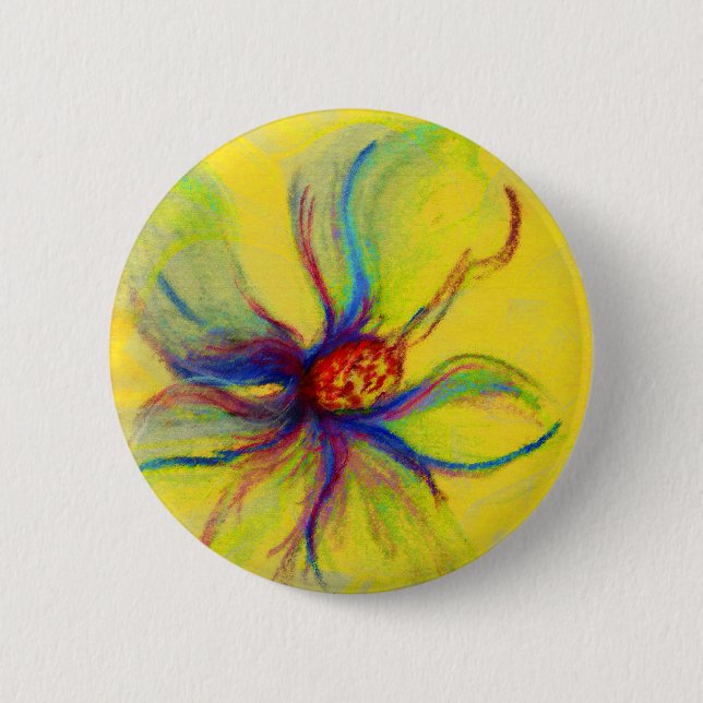 Gelbe Magnolien-Blumen-Collage Button (Vorderseite)