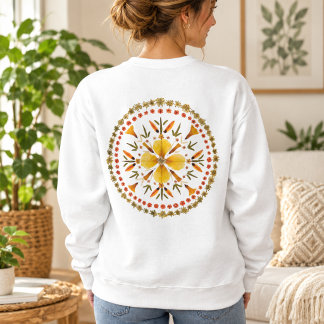 Gelbe Mandala gepresste Blume aus original Kunst Sweatshirt