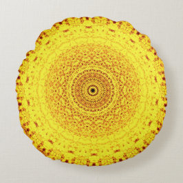 Gelbe Mandala-Kunst Rundes Kissen