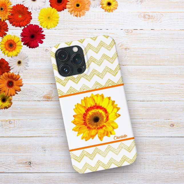 Gelbe Margerite mit Chevron-Muster Case-Mate iPhone Hülle (Von Creator hochgeladen)