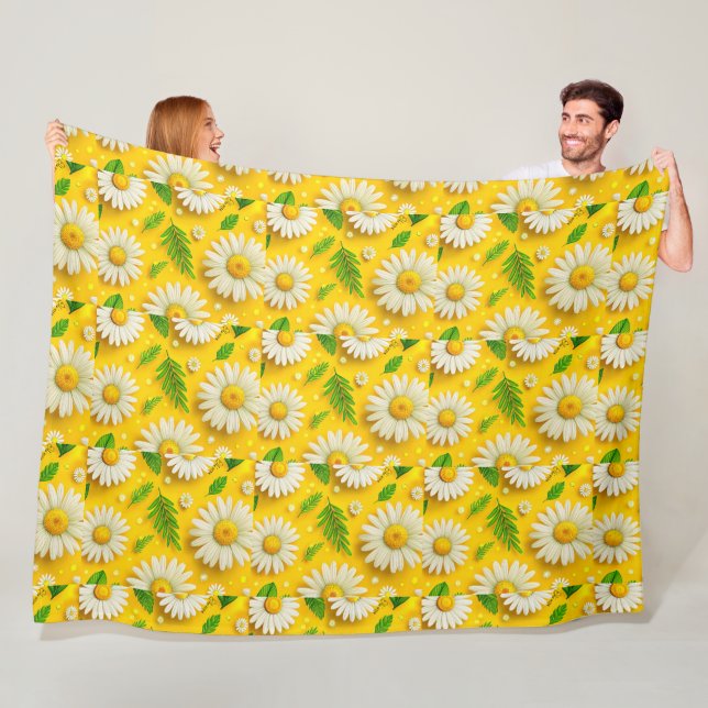 Gelbe Margeriten-Blumen-Kunstdecke Fleecedecke (Beispiel)