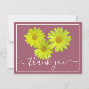 Gelbe Margeriten Farbiger Rosa Hintergrund Danke Postkarte