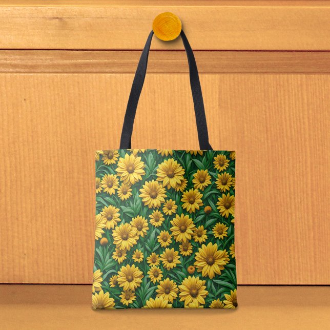 Gelbe Margeriten-Tasche (Tote bag with yellow daisies)