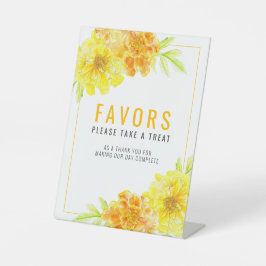 Gelbe Marigold Aquarellkunst Gastgeschenke Hochzei Sockelschild