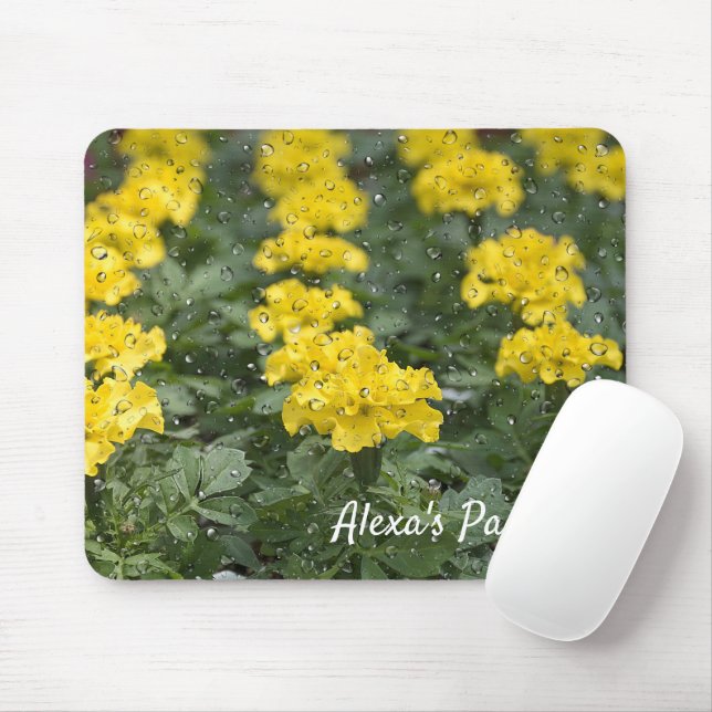 Gelbe Marigold mit Raindrops-Mauspad Mousepad (Mit Mouse)
