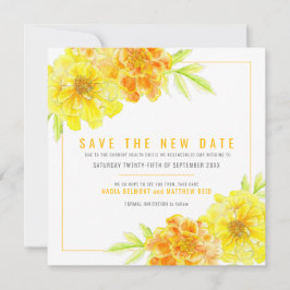 Gelbe Marigold rette das neue Datum Hochzeit Save The Date