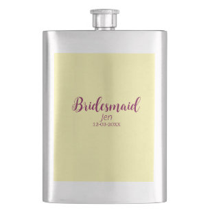 Gelbe marine Brautjungfer Name Datum stilvoll Brau Flachmann