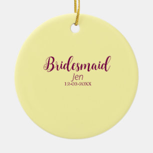 Gelbe marine Brautjungfer Name Datum stilvoll Brau Keramik Ornament
