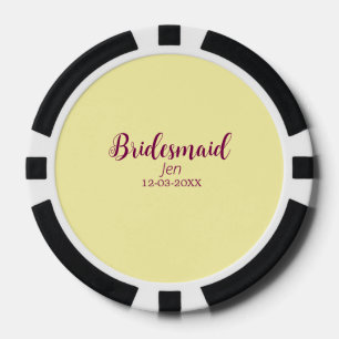 Gelbe marine Brautjungfer Name Datum stilvoll Brau Pokerchips