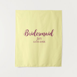 Gelbe marine Brautjungfer Name Datum stilvoll Brau Wandteppich