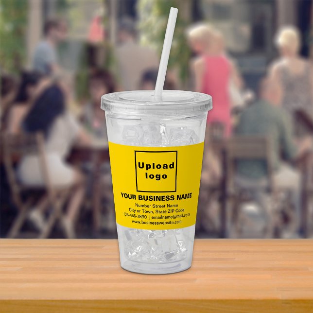 Gelbe Markenbezeichnung für Acrylic Tumbler Acryltrinkbecher (Acrylic tumbler with your business brand in yellow)