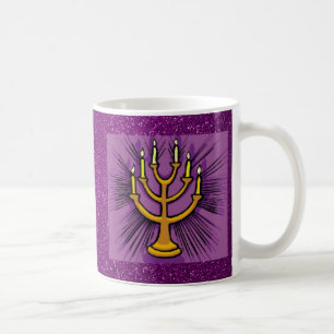 Gelbe Menorah Lila Imitate Glitzer Tasse
